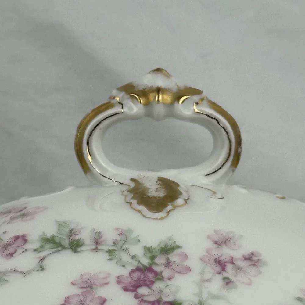 Antique Haviland Limoges Covered Tureen Schleiger 19 Blank 1 Pink Floral Gilt